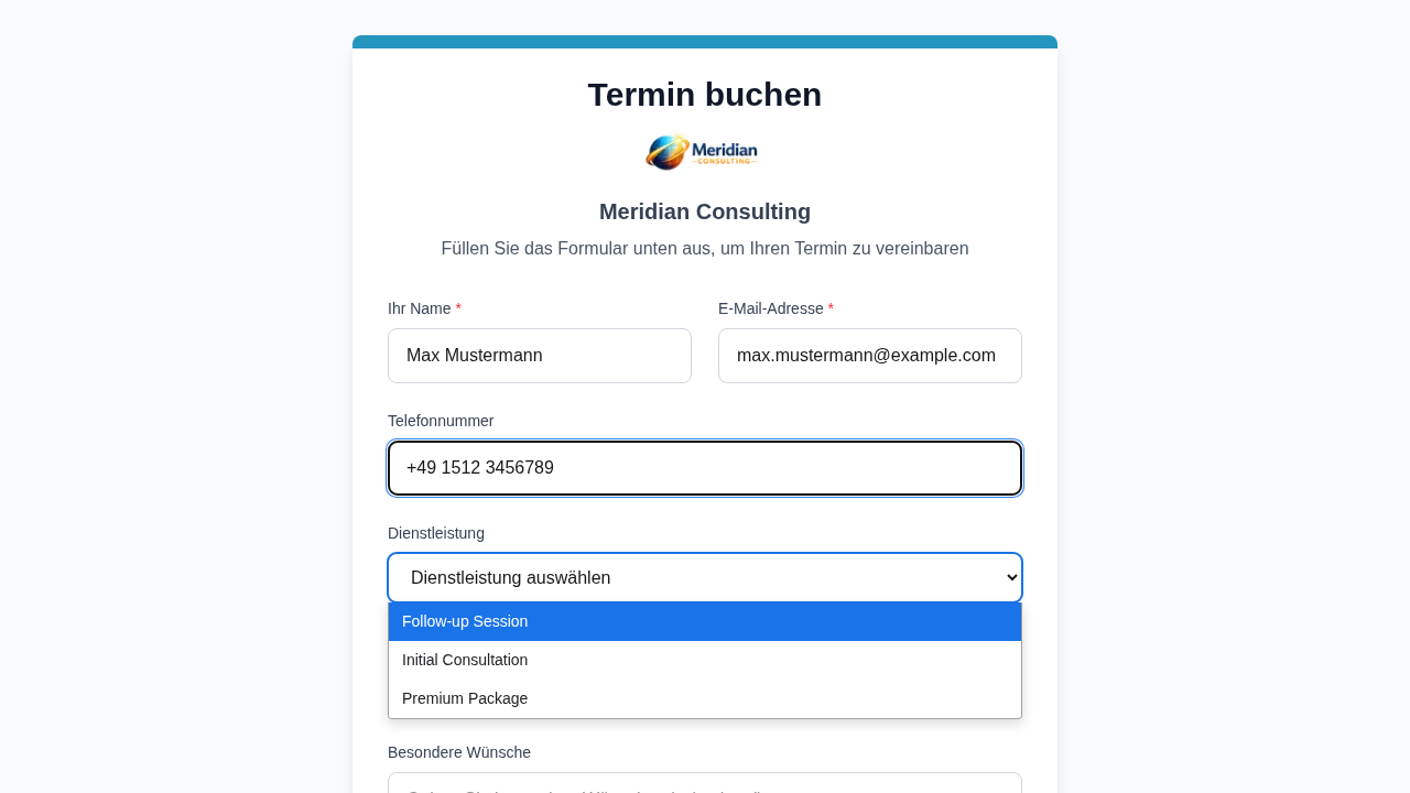 Produktscreenshot: Gebrandete Buchungsseite mit individuellem Theme und Logo